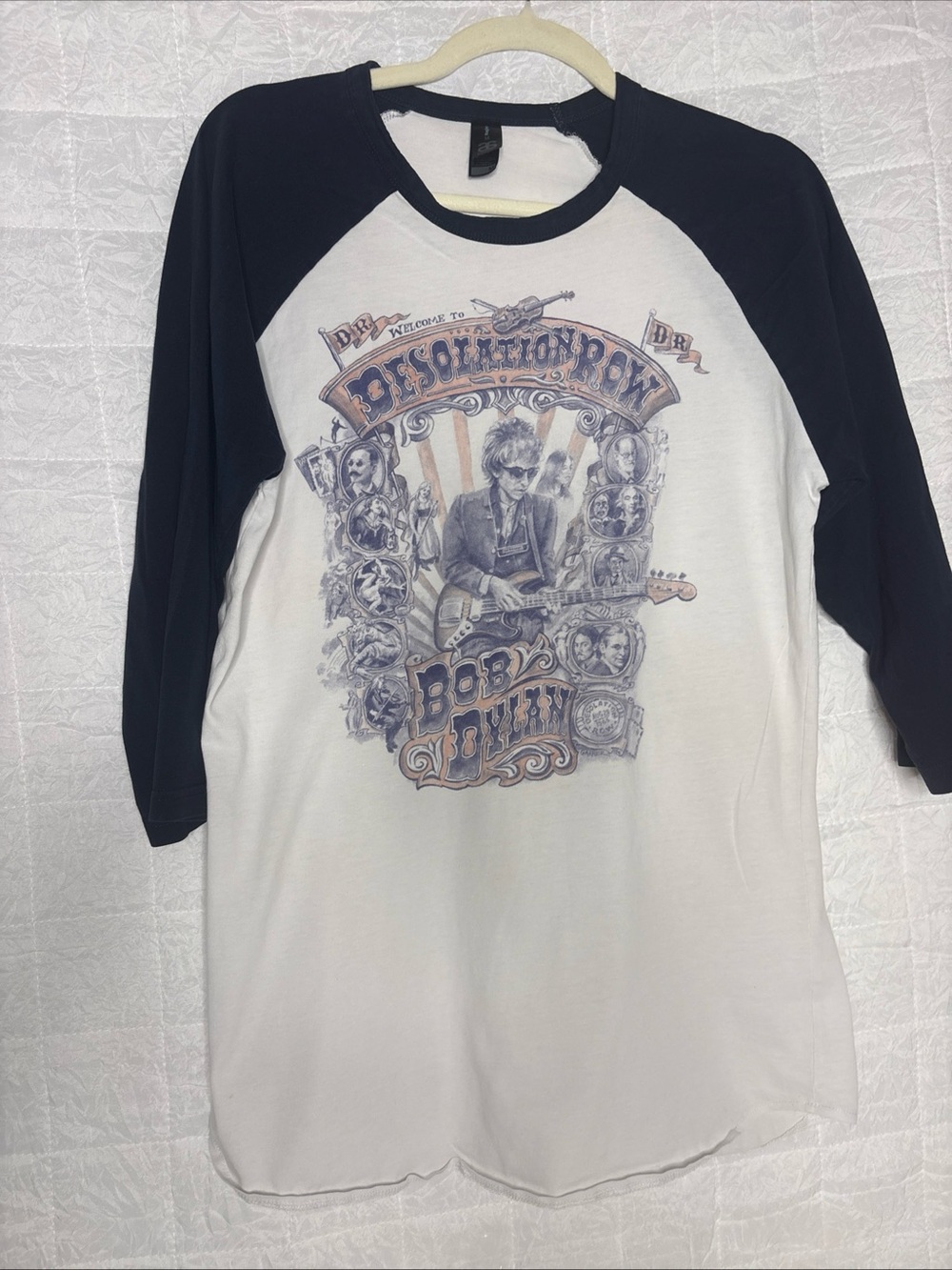 Ladies Two-Tone Raglan Graphic Baseball Tee - White & Black size Med - Picture 2 of 5